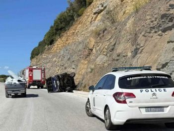 Εκτροπή κι ανατροπή ΙΧ στην παλιά Ε.Ο. Ιωαννίνων – Τρικάλων κοντά στη Μπαλντούμα