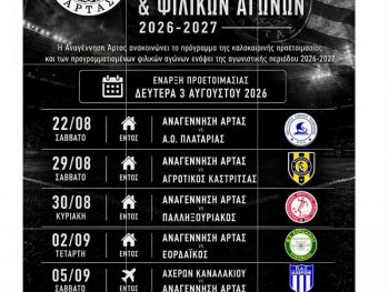Τα φιλικά τεστ της Αναγέννηση Άρτας