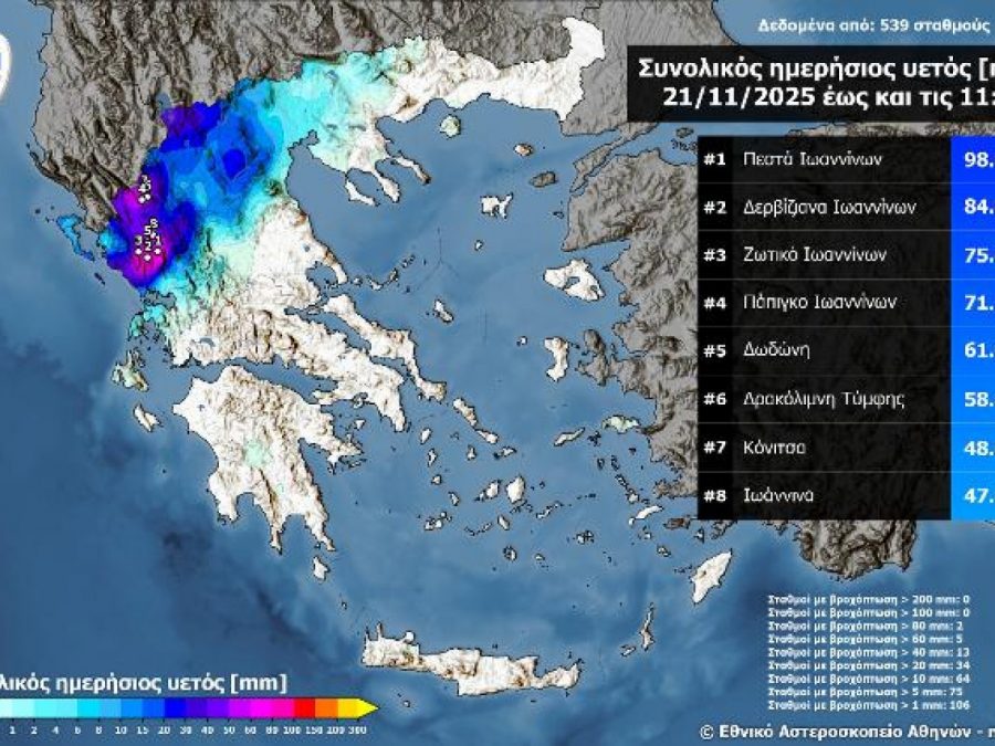 98.8 χιλιοστά υετού μέσα σε 11 ώρες στα Πεστά Ιωαννίνων