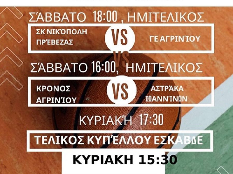 Κύπελλο ΕΣΚΑΒΔΕ: Live Streaming οι ημιτελικοί: Κρόνος Αγρινίου – Αστράκα Ιωαννίνων & Νικόπολη Πρέβεζας – Γ.Ε. Αγρινίου 